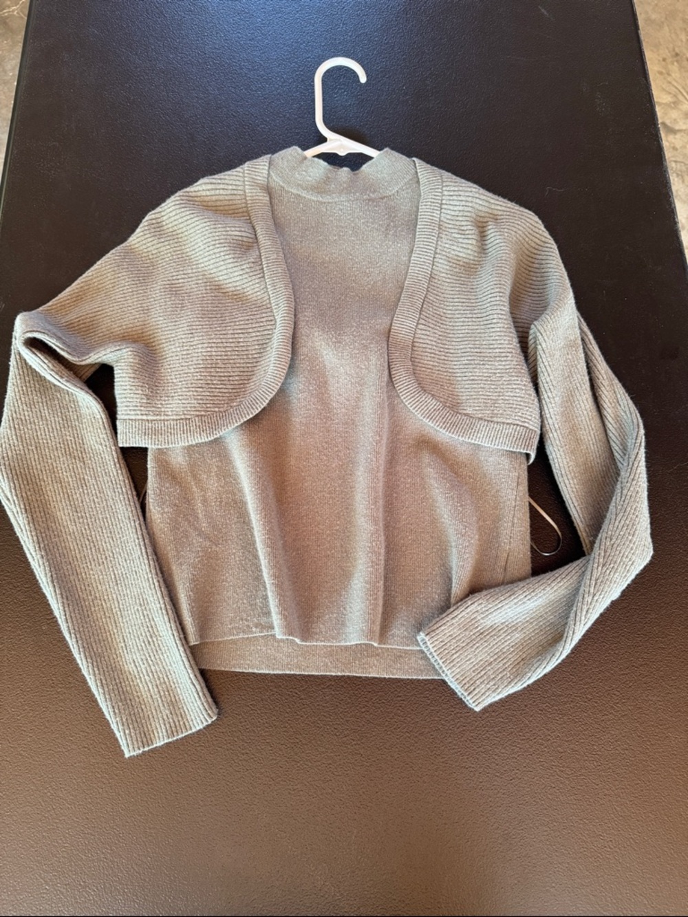 Nine West Light Gray Cropped Bolero Sweater Set